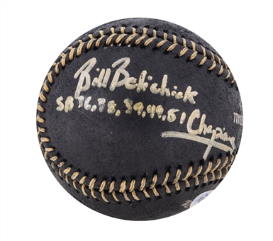 Bill Belichick & Nick Saban Dual Signed OML Manfred Black Baseball (Beckett)